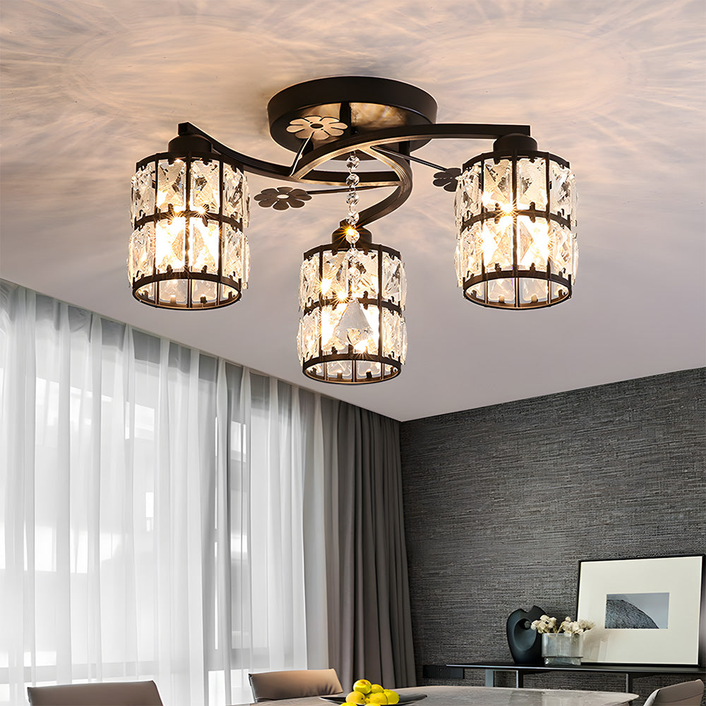 Modern Crystal Ceiling Light Chandeliers, Semi Flush Ceiling Lights for Hallway Living Room
