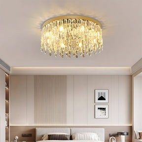 Luxury Gold Crystal Flush Mount Ceiling Light for Living Room
