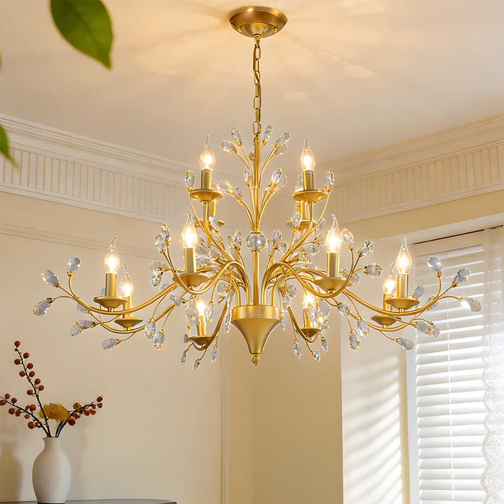 Modern Floral and Clear Glass Leaf Crystal Pendant Lights for Kitchen Island