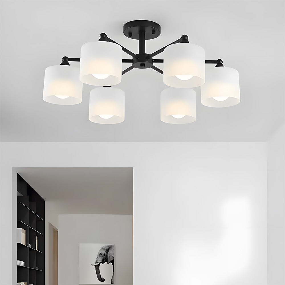 Industrial Semi Flush Frosted Glass Ceiling Lights for Dininng Room