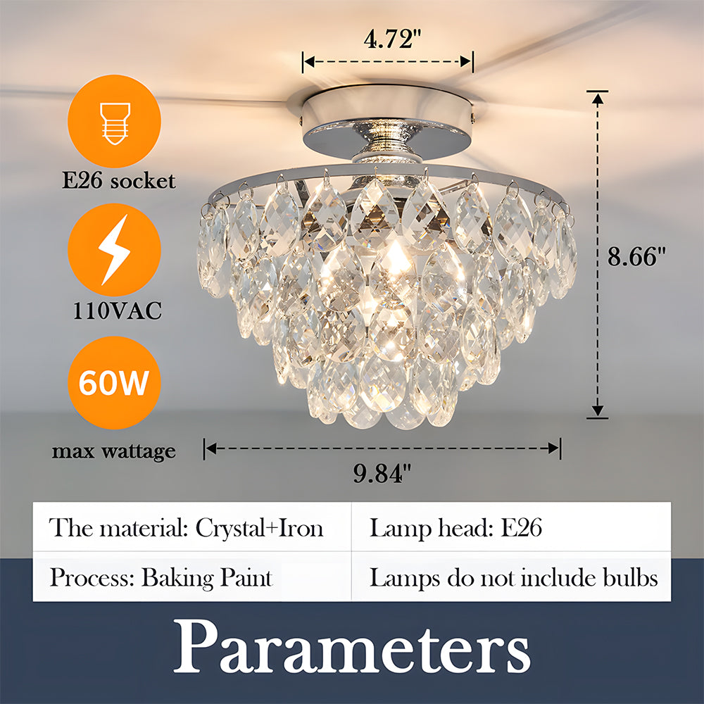 Crystal Semi Flush Mount Ceiling Lights for Hallway