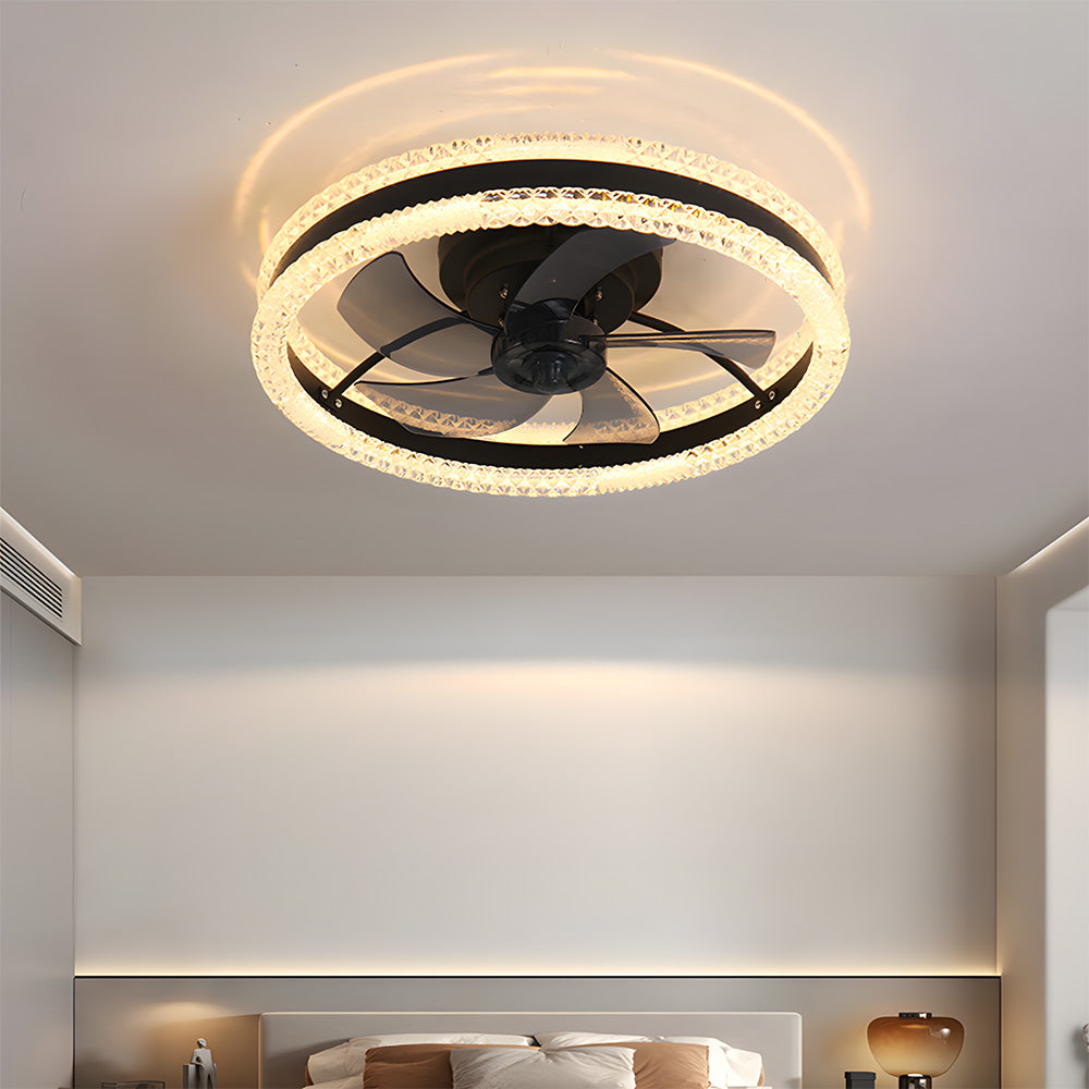 LED Dimmable 6-Speed Adjustable Reversible Ceiling Fan Light for Bedroom