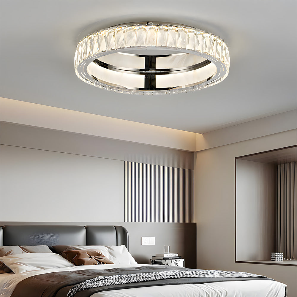 Crystal Aluminium Ring Trim LED Ceiling Light for Living Room