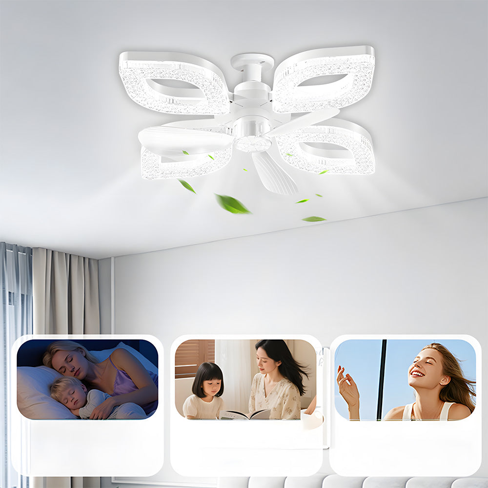 Modern Flush Silent Ceiling Fan with Light for Bedroom Living Room