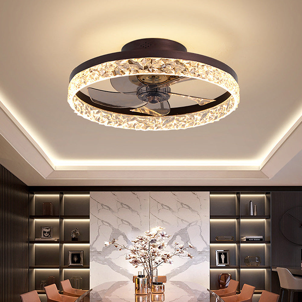 Modern Round Hardware Ceiling Fan With LED Light