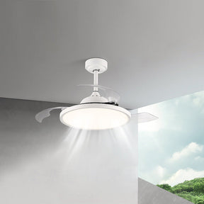 White Simple Design Flush Ceiling Fan With LED Lights