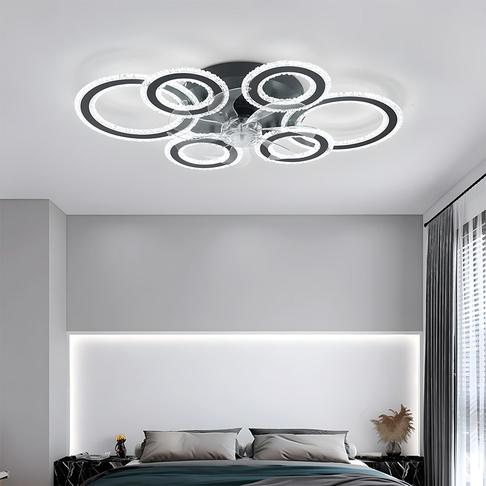 Modern Dimmable DC Motor LED Ceiling Fan with Light for Living Room Bedroom