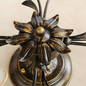 Traditional Floral Semi Flush Mount Glass Ceiling Lights for Bedroom