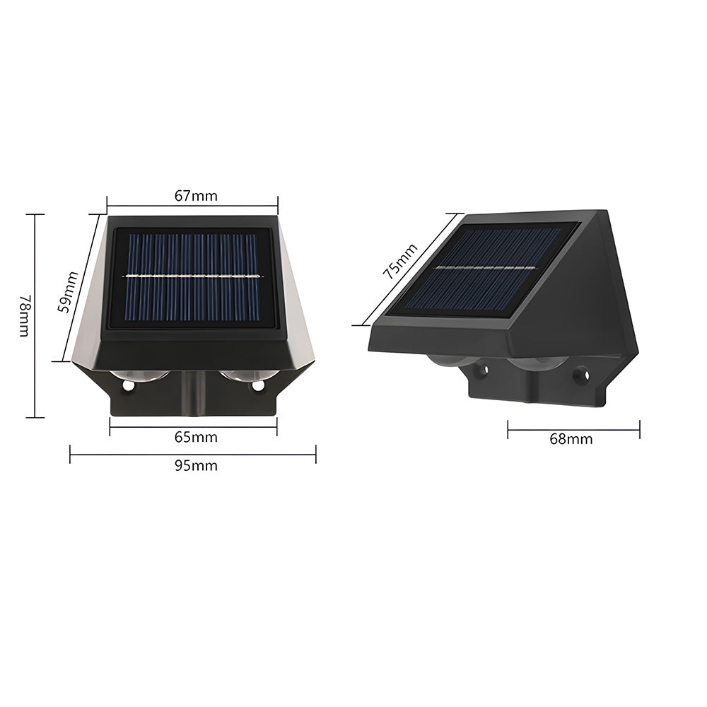 Minimalist Black IP65 Weatherproof Solar Powered Exterior Wall Lights, Dusk-to-Dawn