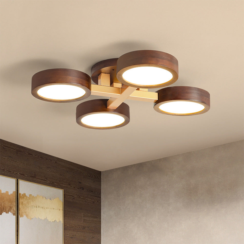 Modern Iron Wood LED Bedroom Ceiling Light