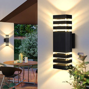 Modern Layered Outdoor Wall Lights with Optional PIR Sensor for Porch Patio