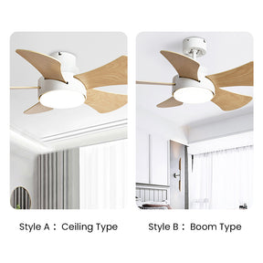 Contemporary Wood Semi-Flush Ceiling Fan With Lighting