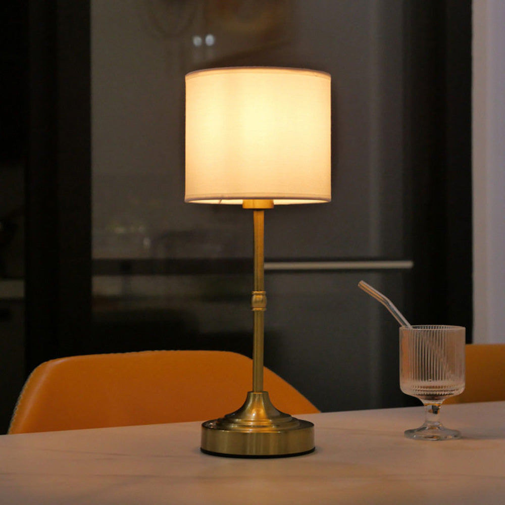 Vintage Gold Metal Bedside Table Lamps with Fabric Shade