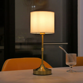 Vintage Gold Metal Bedside Table Lamps with Fabric Shade