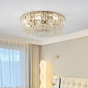 Luxury Multi-Tier Crystal Gold Flush Mount Ceiling Light for Living Room