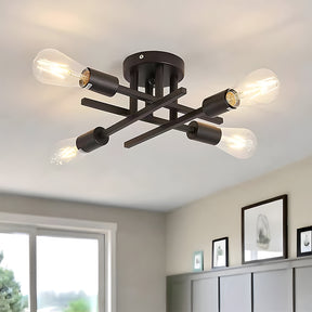 Sputnik Black Semi Flush Mount Ceiling Light for Farmhouse Kitchen Dining Room Hallway
