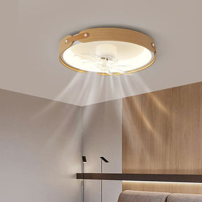 Wood Simple Round Ceiling Fan With LED Lighting