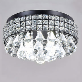 Modern Silver Crystal Flush Mount Ceiling Light for Dining Areas