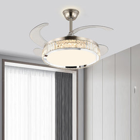Crystal Simple Bedroom Ceiling Fan Lighting