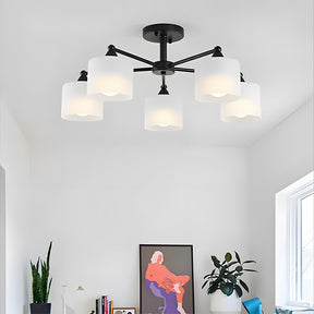 Industrial Semi Flush Frosted Glass Ceiling Lights for Dininng Room