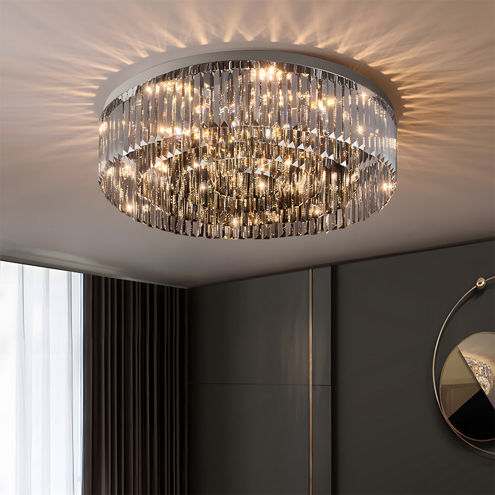 Luxury Crystal Round Flush Mount LED Ceiling Lights for Living Room