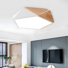 LED Dimmable Wooden Acrylic Geometric Flush Mount Ceiling Lights For Living Room