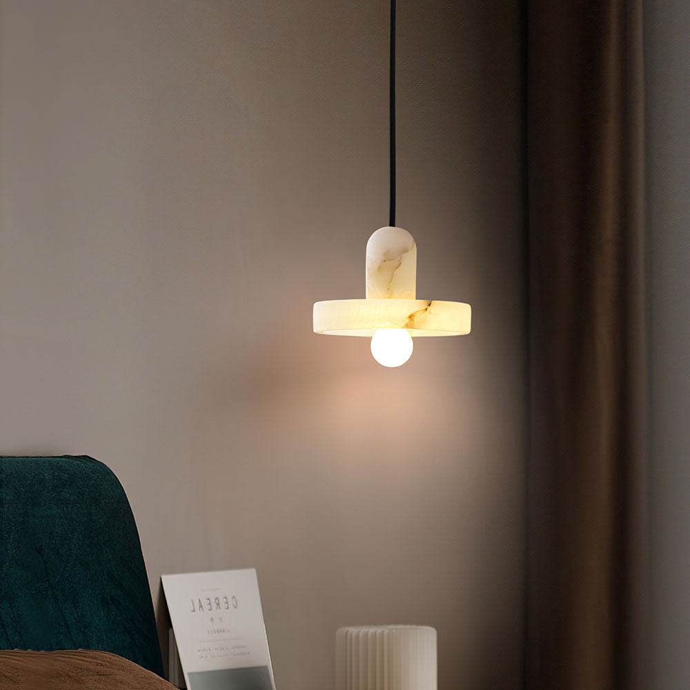 Simple White Marble Pendant Light For Living Room