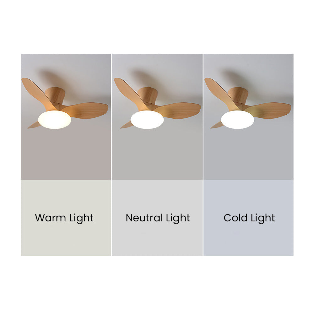 Natural Wood Simple Stylish Ceiling Fan With LED Light