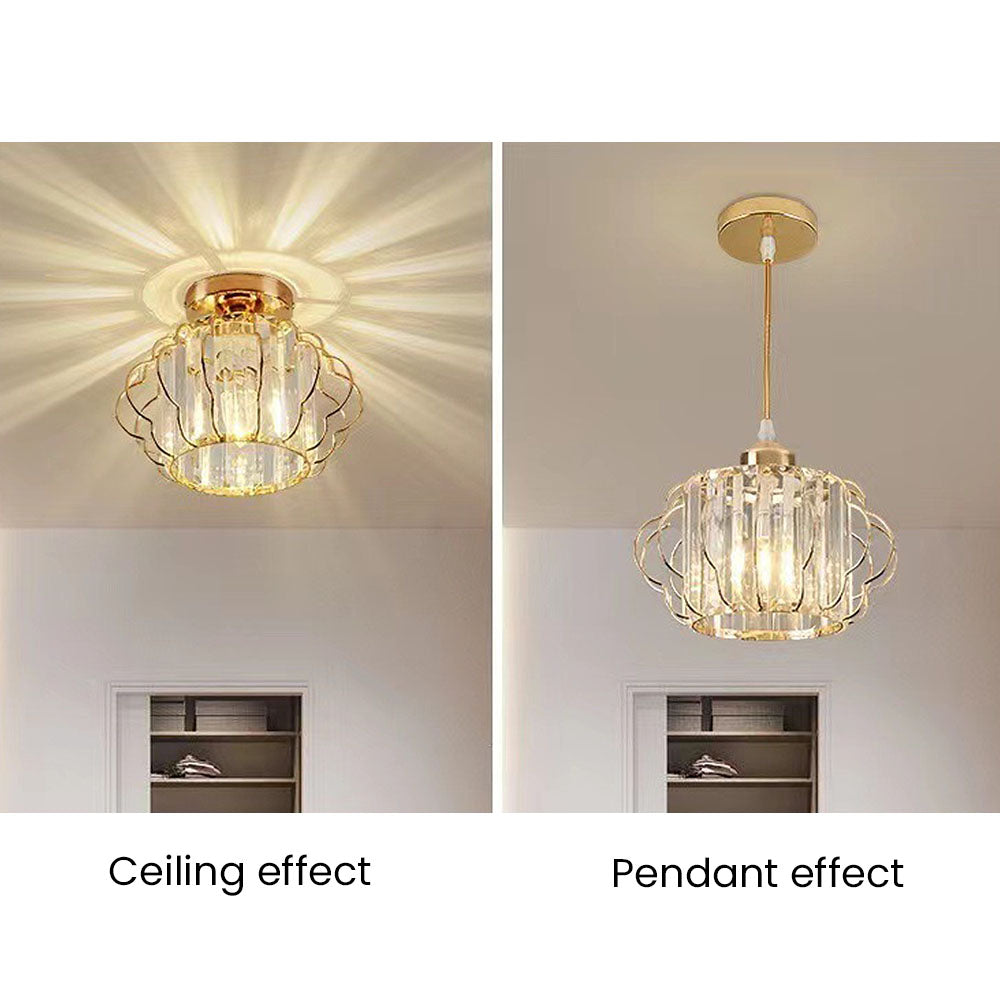 Luxurious Gold Crystal Hallway Ceiling Light