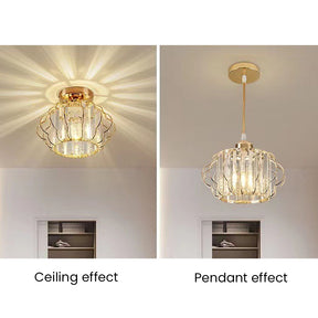 Luxurious Gold Crystal Hallway Ceiling Light