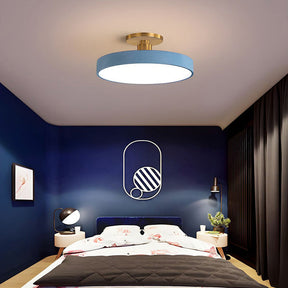 Set of 2 Circular LED Dimmable Semi Flush Ceiling Light For Bedroom