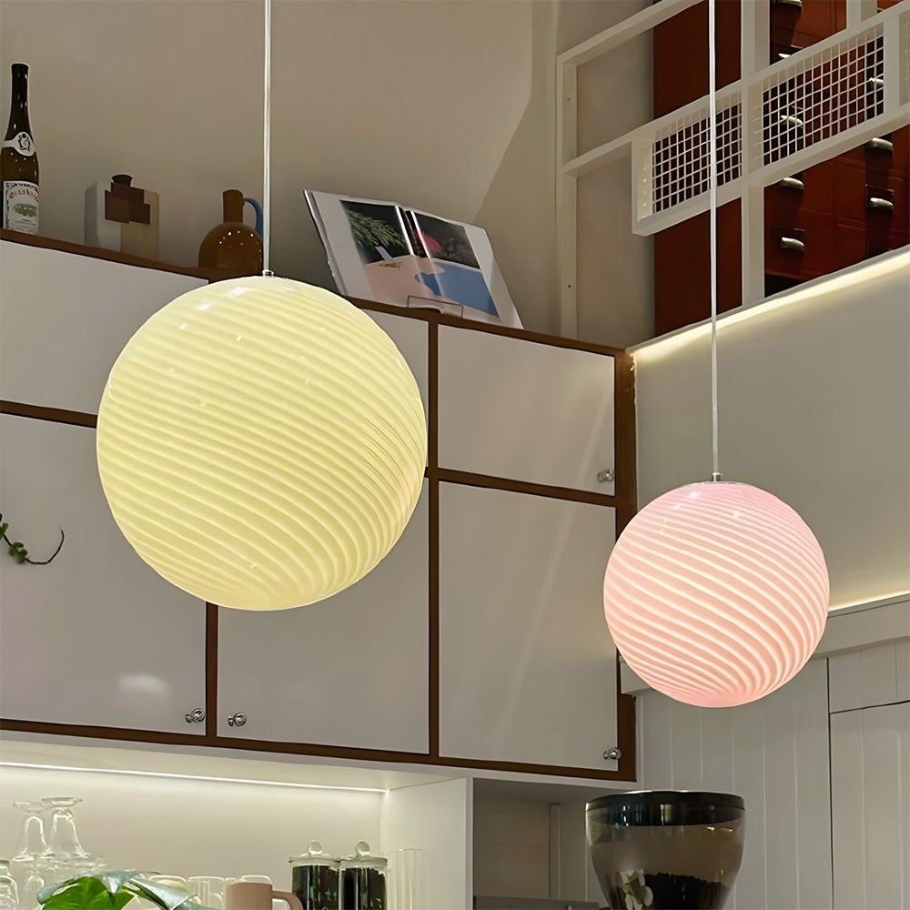 Art Deco Candy Pendant Light with Glass Shade