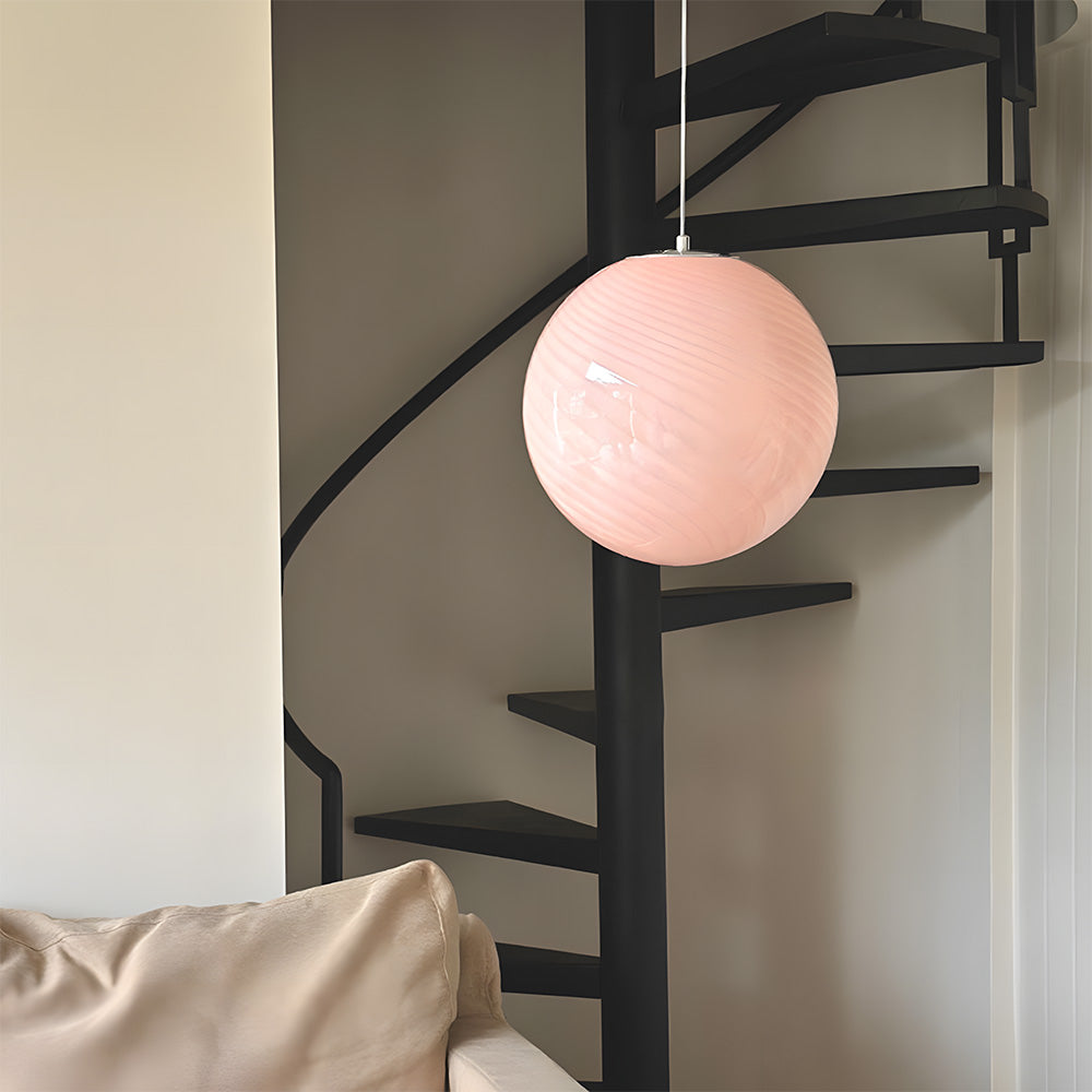 Art Deco Candy Pendant Light with Glass Shade
