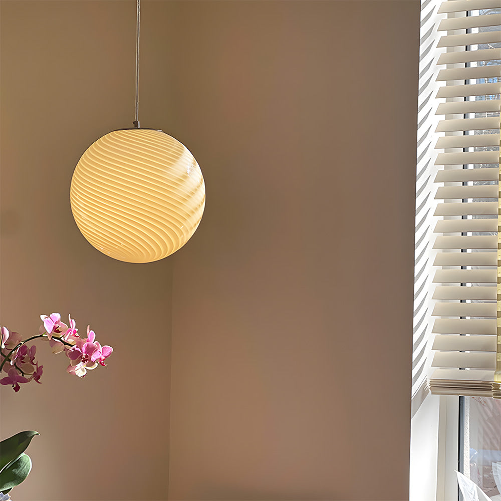 Art Deco Candy Pendant Light with Glass Shade