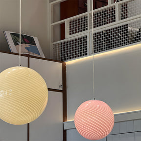 Art Deco Candy Pendant Light with Glass Shade