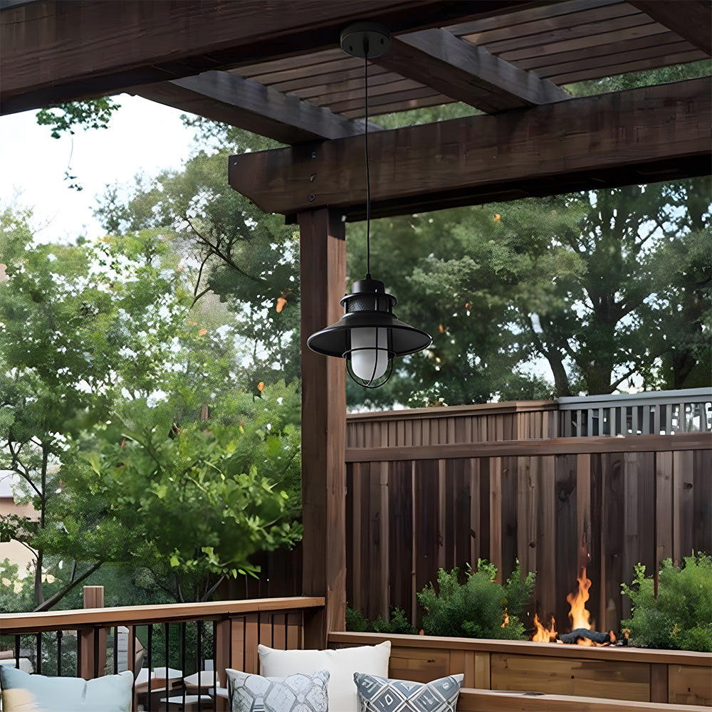 IP65 Waterproof Black Metal Cage Light Outdoor Pendant Lighting