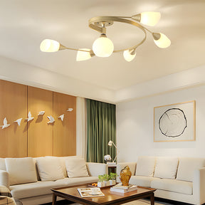 Modern Creative Ceiling Light Semi Flush Mount with White Glass Shade