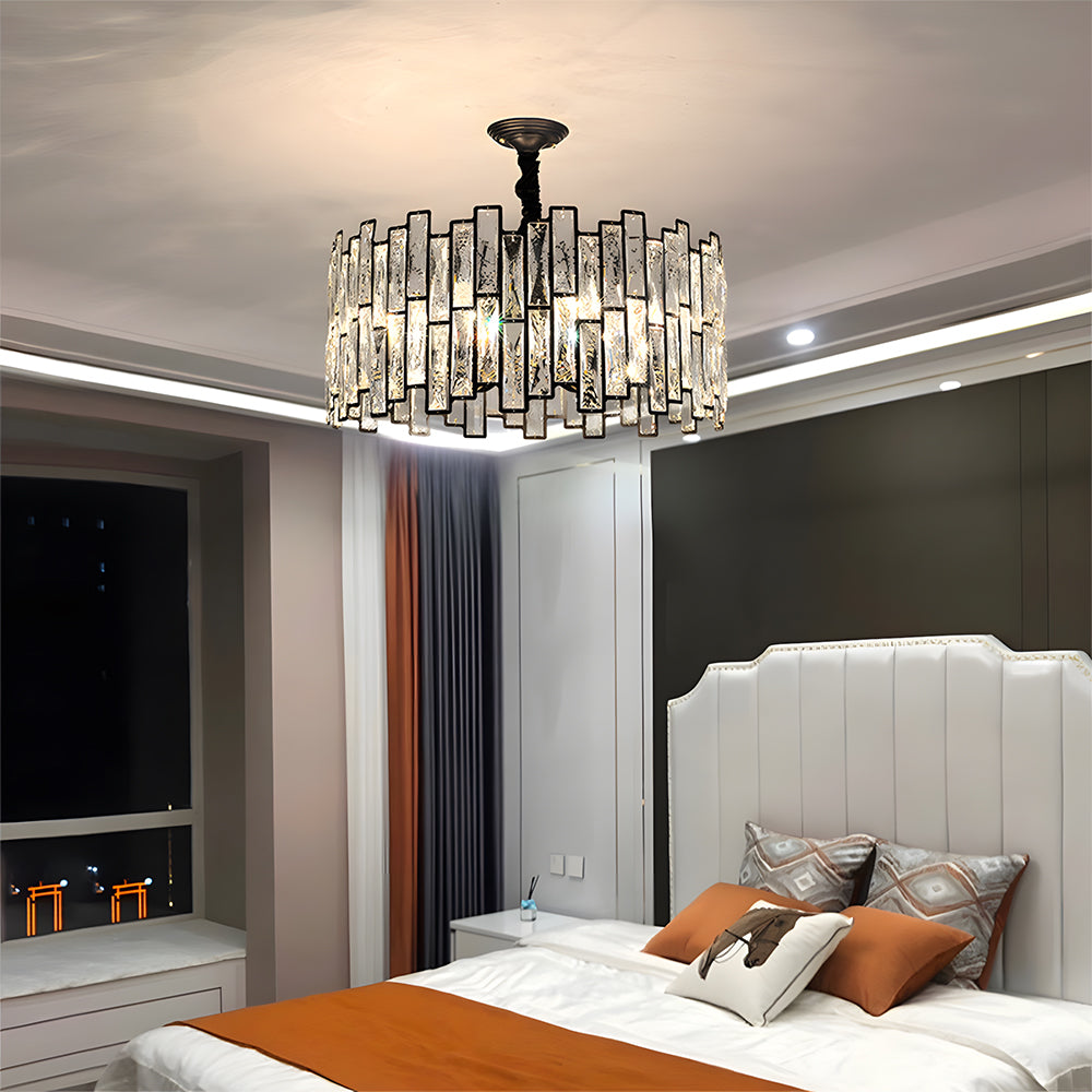 Modern Gold Tiered Crystal Chandelier - Luxury Fringe Glass Pendant Light for Dining Room, Foyer
