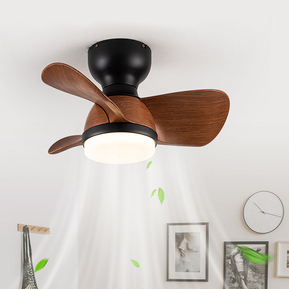 Wood Simple Stylish Bedroom Ceiling Fan With LED Light