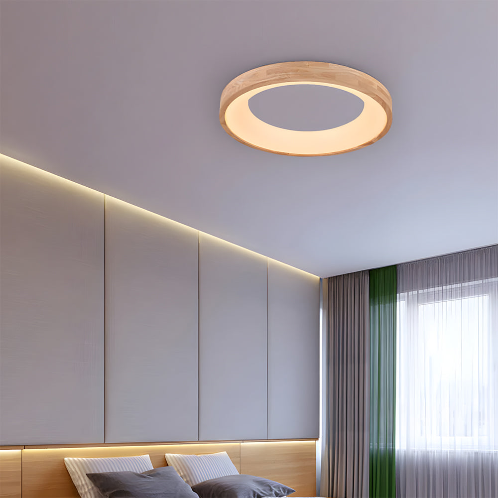 Flush Mount Ceiling Light Round Wooden LED Ceiling Lights
