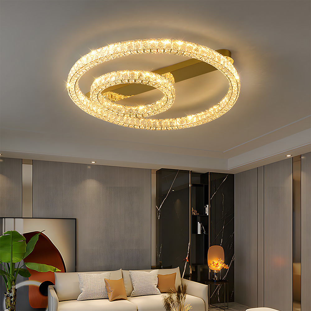 Modern Luxury K9 Crystal Ceiling Lights LED Gold Flush Mount Light Fixtures