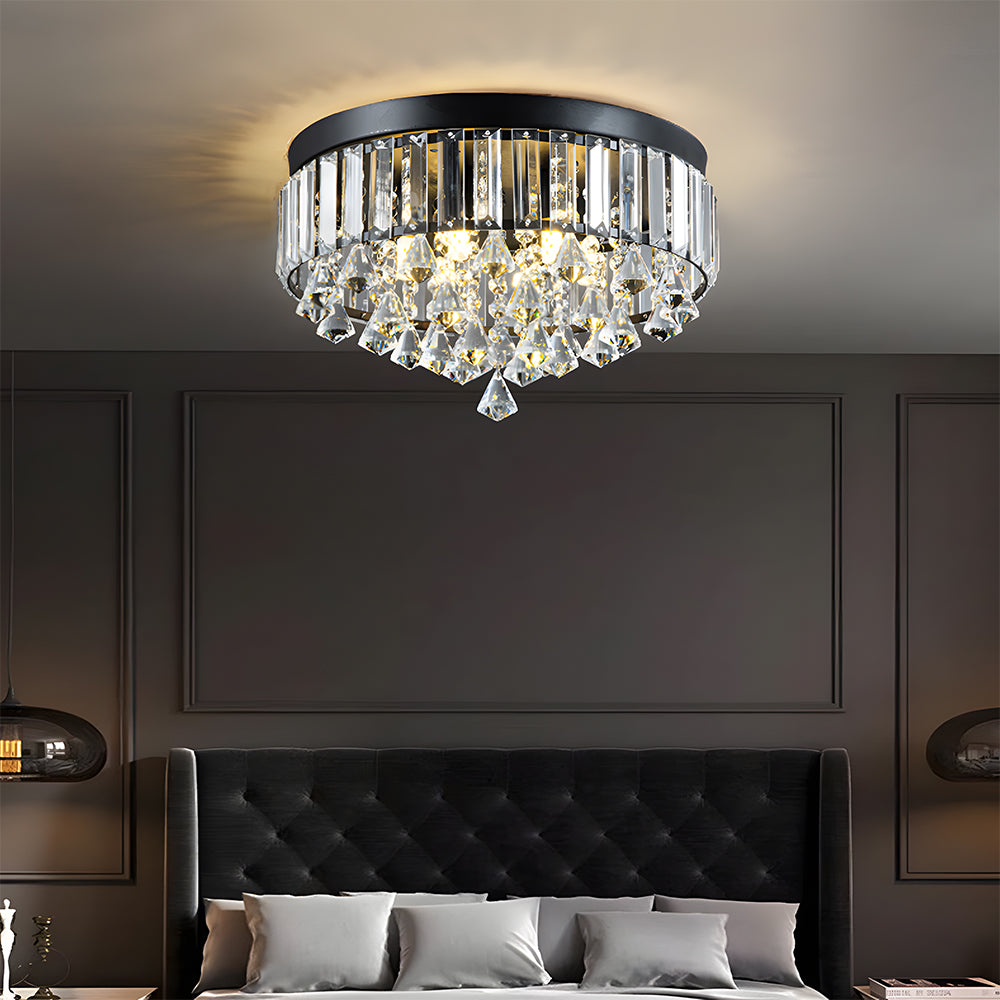Modern Crystal Ceiling Light Fixture Flush Mount Ceiling Lights for Living Room