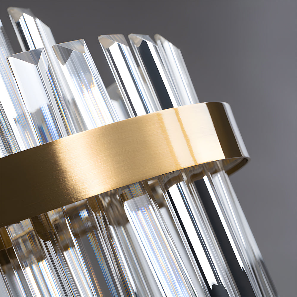 Modern Tiered Crystal LED Chandelier Luxury Hanging Lamp for Living Room Dining Room