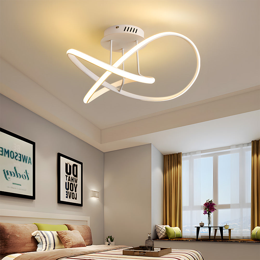 Modern LED Spiral Semi Flush Mount Ceiling Light for Living Room Hallway Kitchen