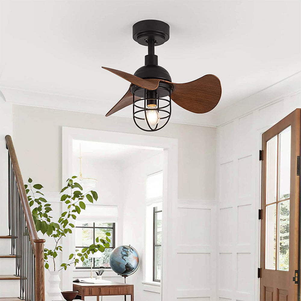 Cute Contemporary Dark Walnut Ceiling Fans With Lighting