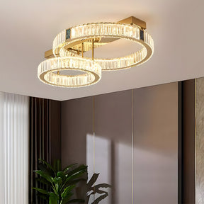 Modern Crystal Ring Chandelier - Gold LED Flush Mount Ceiling Lights