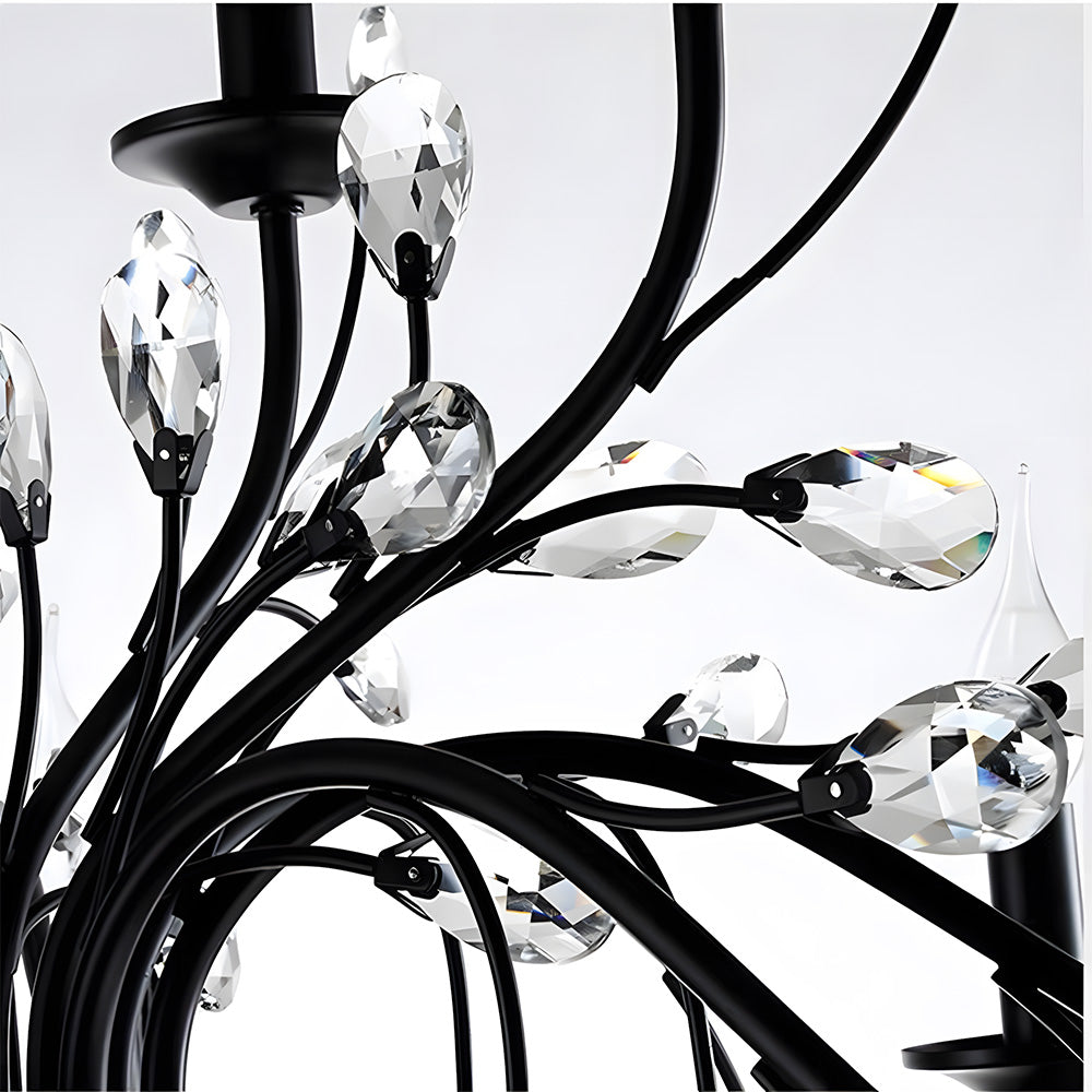 Modern Floral and Clear Glass Leaf Crystal Pendant Lights for Kitchen Island