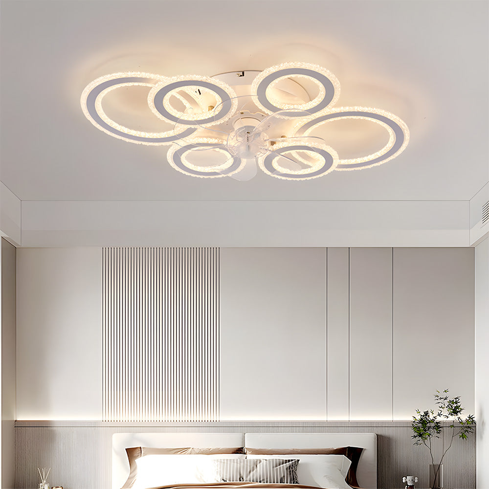 Modern Dimmable DC Motor LED Ceiling Fan with Light for Living Room Bedroom