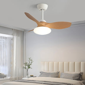 Natural Wood Simple Stylish Ceiling Fan With LED Light