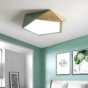 LED Dimmable Wooden Acrylic Geometric Flush Mount Ceiling Lights For Living Room
